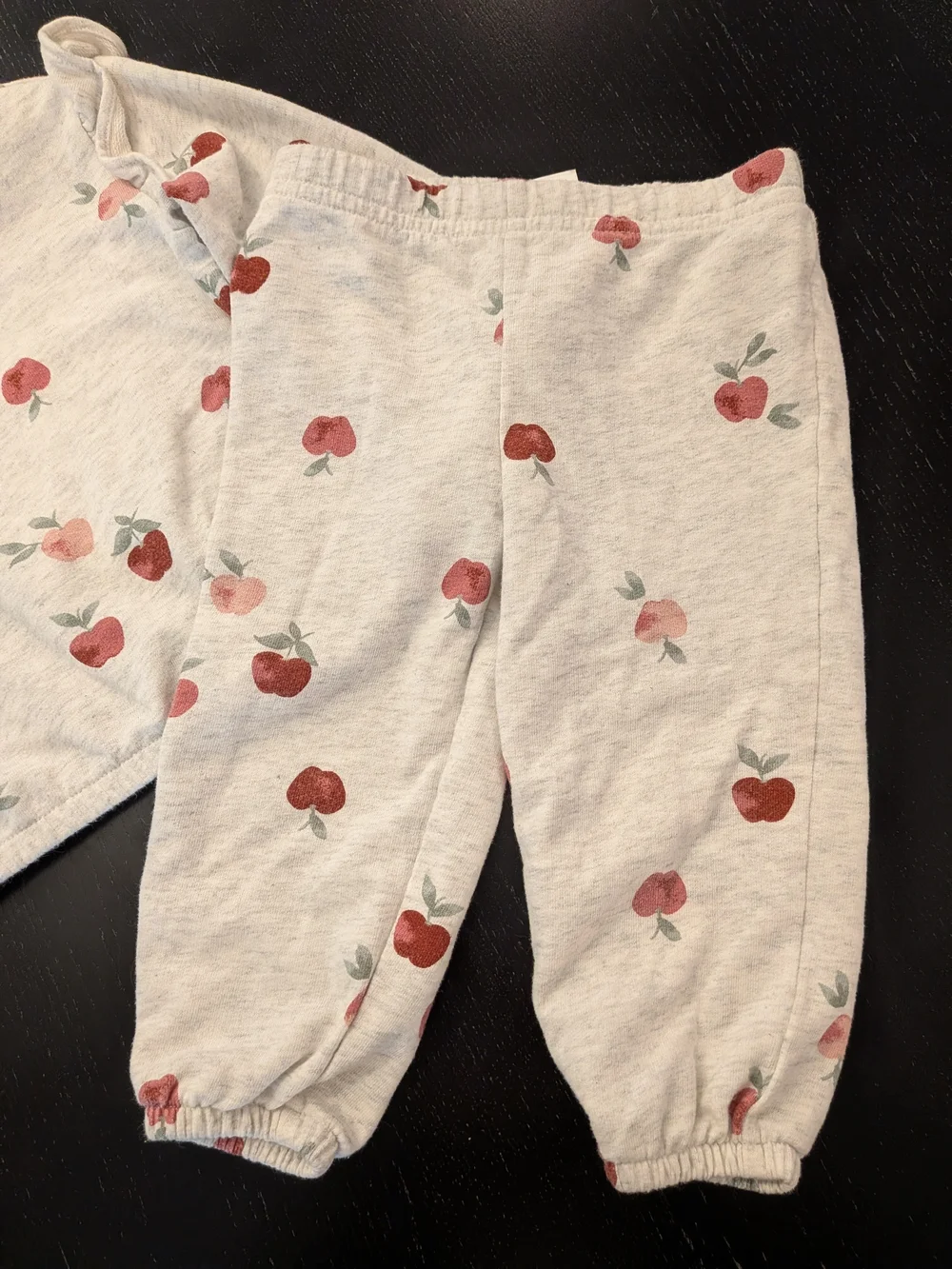 Carter's Cream Sweatshirt & Jogger Set with Red Apple Print